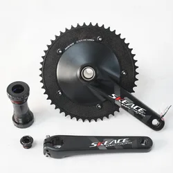 SKEACE Break The Wind Hollowtech Crankset, Fixie Crank, Fixed Gear Bike, Track Bicycle CNC Carbon Chainwheel, 49T, 165mm, 144BCD