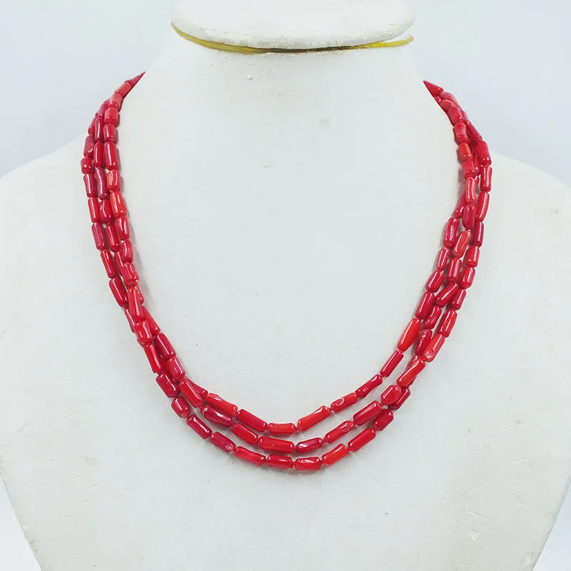 3-strand 4MM natural coral necklace 45CM