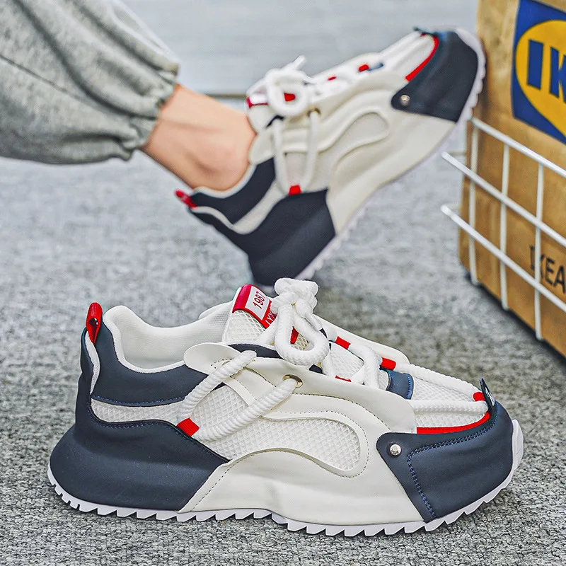 New spring male breathable sport sneakers mens top cushioned running shoes man outdoor casual platform sneaker elevator trainer