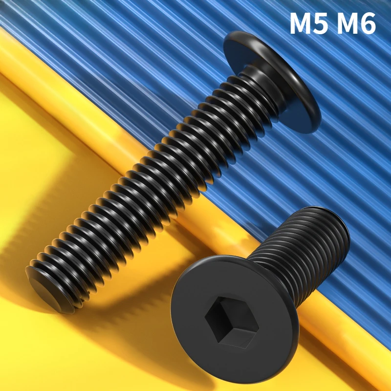 

Ультратонкие винты с шестигранной головкой и плоской головкой M5 M6, черные болты с шестигранной головкой из нержавеющей стали 304.
