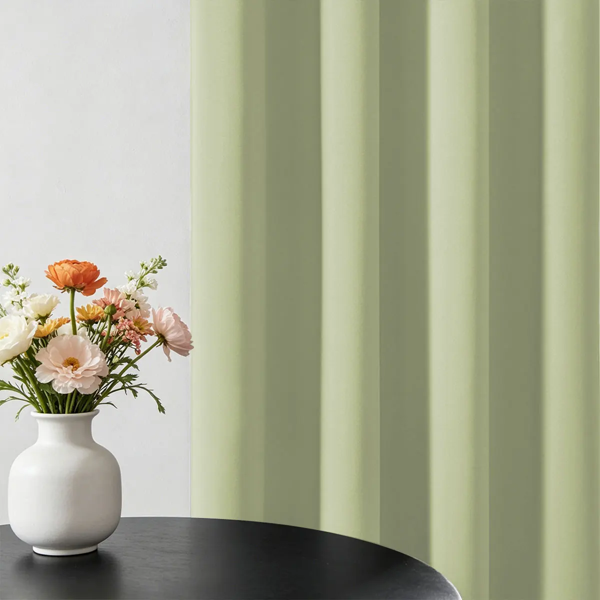 Light Green High Density Blackout Curtains, Eyelet Punch Hole Solid Window Drapes for Bedroom Living Room Nordic Home Decor