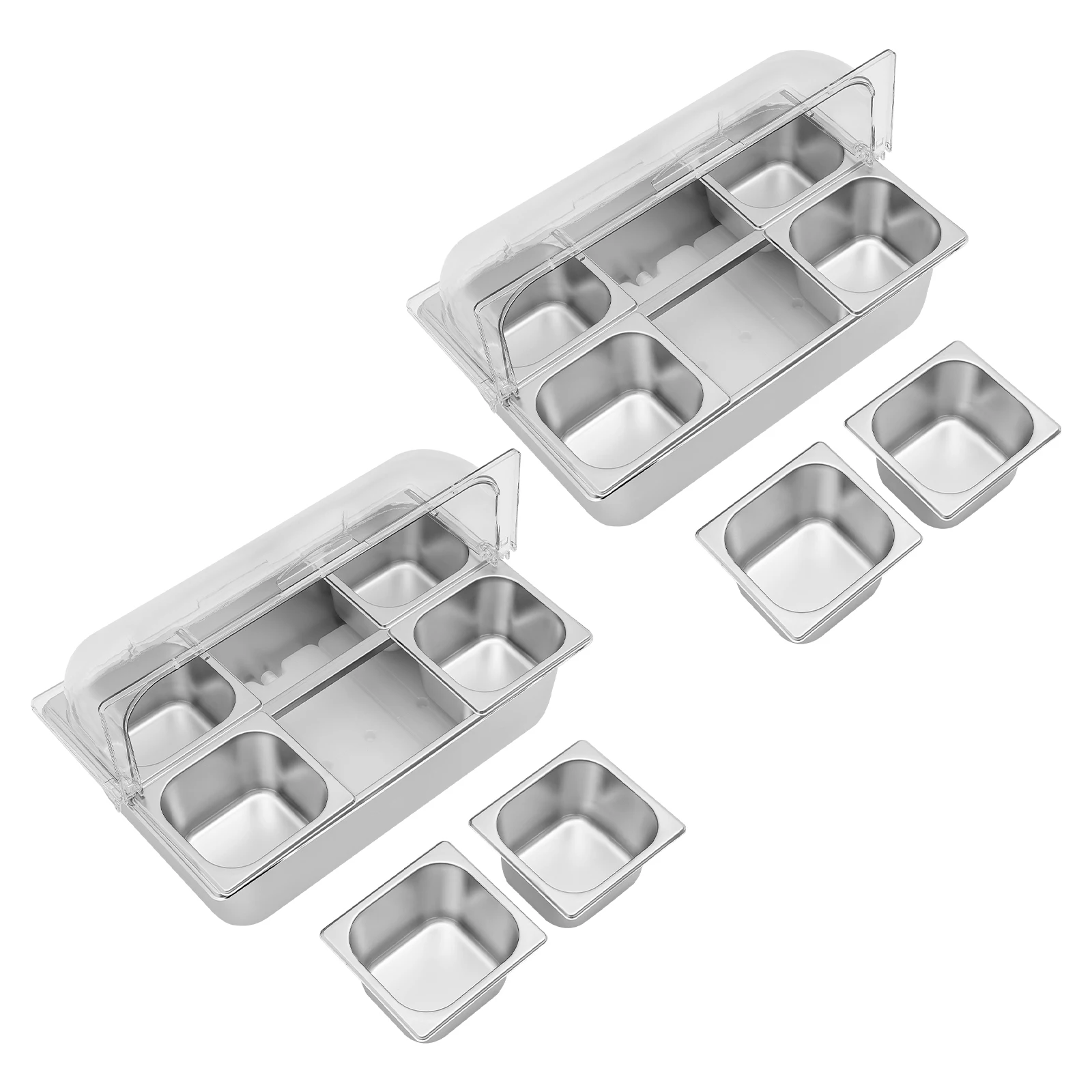 Six-Compartment Food Serving Container: Durable Stainless Steel with Flip Lid for Freshness, Hygiene, and Stylish Presentation