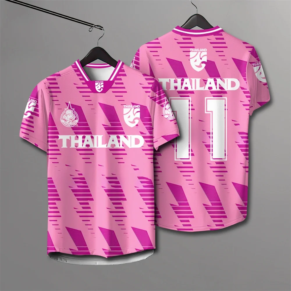 Fußballtrikot der thailändischen Nationalmannschaft Nr. 11, abstraktes Splash-All-Over-Print-Schnelltrocknungs-Oberteil, Y2K-Retro-Vibe, Athleisure-Alltagsoutfit – Detail 5