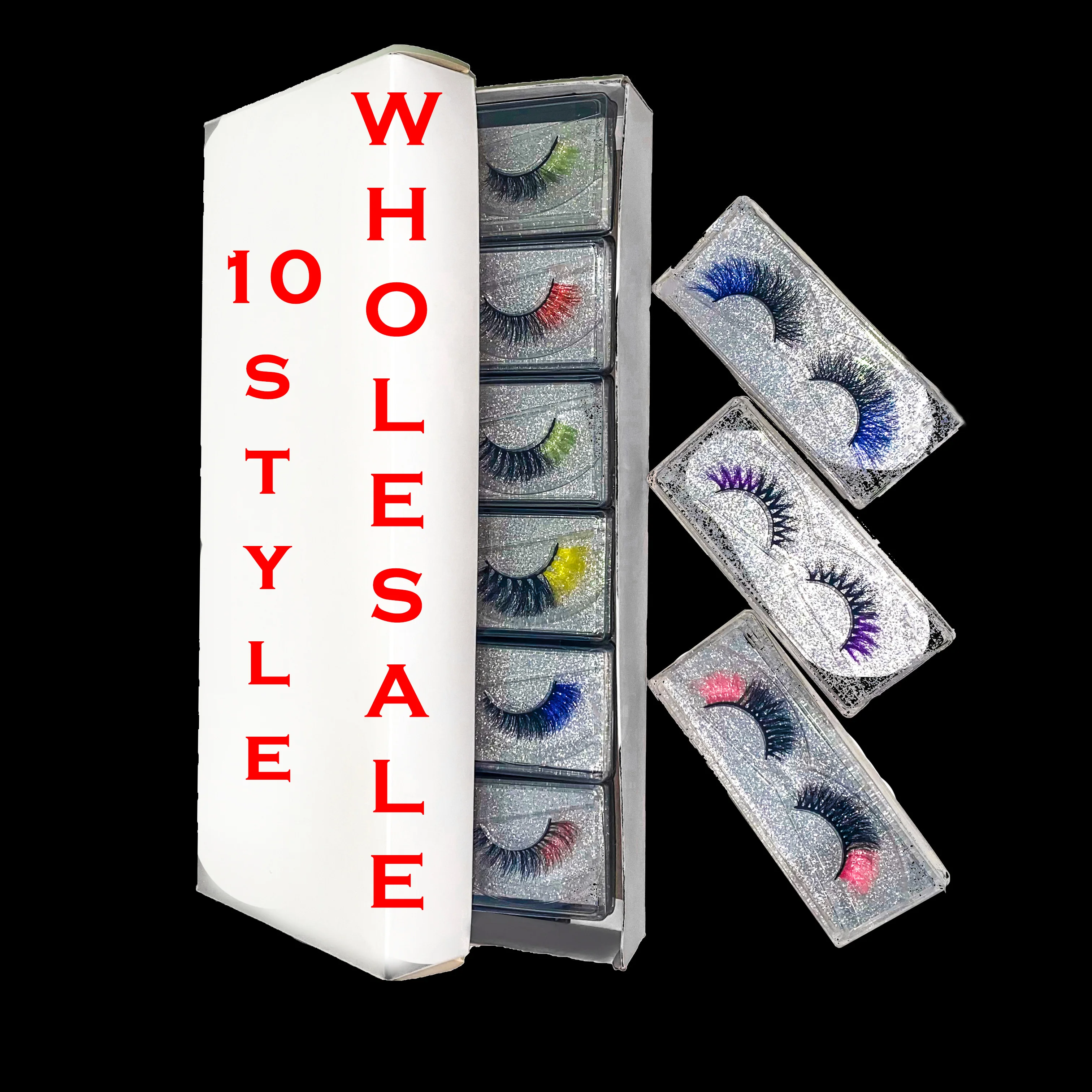 Wholesale  Color Lashes MIx 10/20/30/50/80/100/200 Pairs Color Eyelashes Mink False Eyelash Colored Fake Lashes for Party Makeup