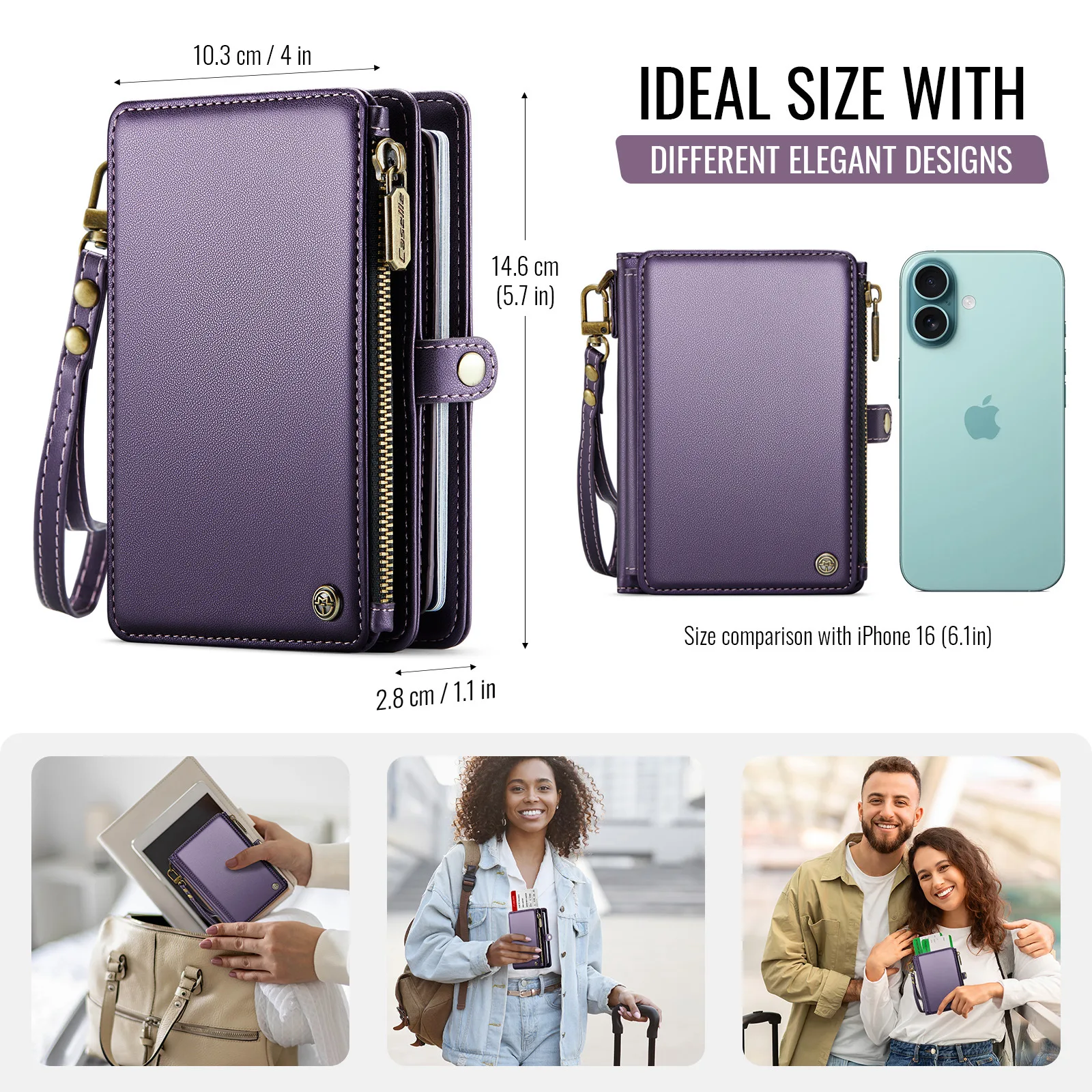 Buylor Multi Functional Passport Bag Universal 2-In-1 Photo Clip Wallet Magnetic Mini Card Holder Bag Rfid Zipper Bag Card Cover