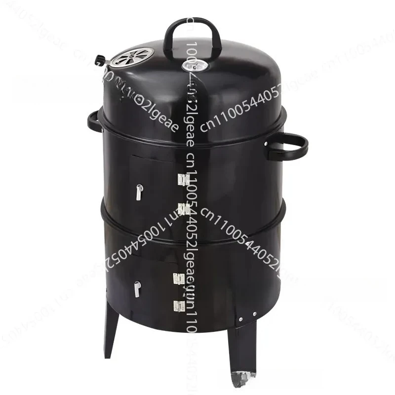3-in-1 Black Smoker Stew l BBQ Grill Round Smoker Grill
