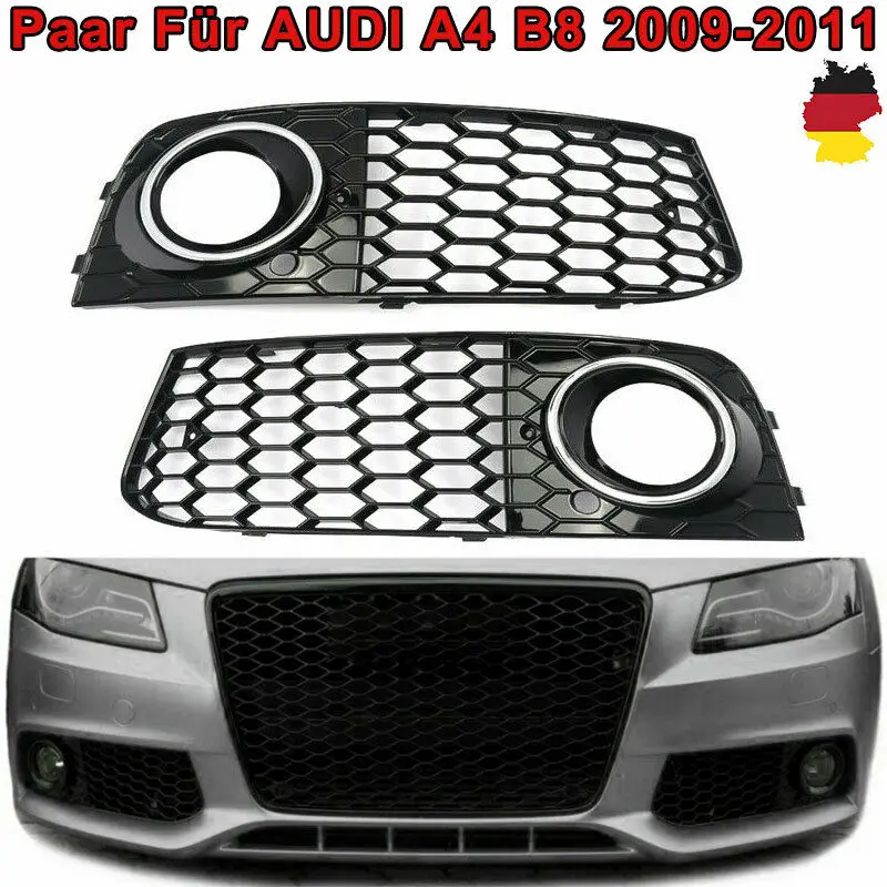 SAIQINGSP 1 Pair of Fog Light Grille Fit for Audi A4 B8 2009-2011 Black Car Accessories Tools 8KD 807 681, 8KD 807 682