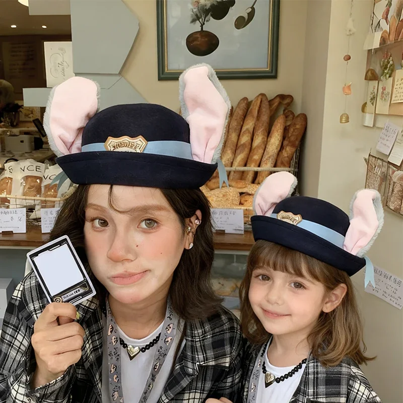 

Disney Zootopia 2 Curved Rabbit Sheriff's Hat Toys Plush Cute Cosplay Costume Accessories Headwear Adult Children Christmas Gift