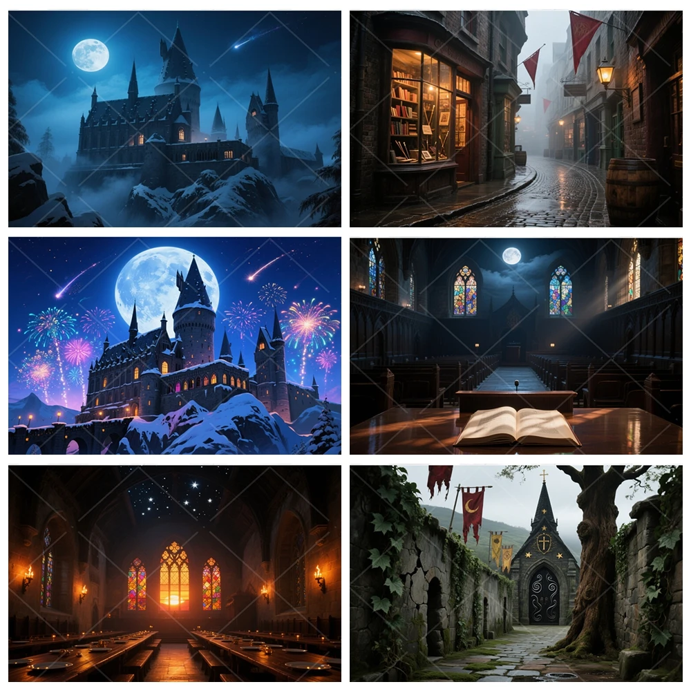 

Harry Potter Theme Wizard Backdrop Kids Children Birthday Party Photography Background Custom Magic Academy owl Banner Photo