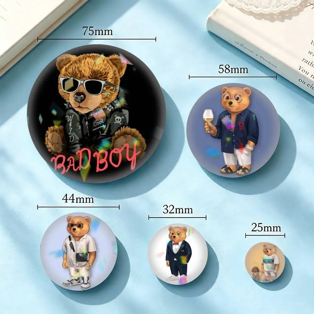 Cool B-Baron Filou B-Bear 25 32 44 58 75mm Badges Personalized Round Brooches Pins Accessory Gift
