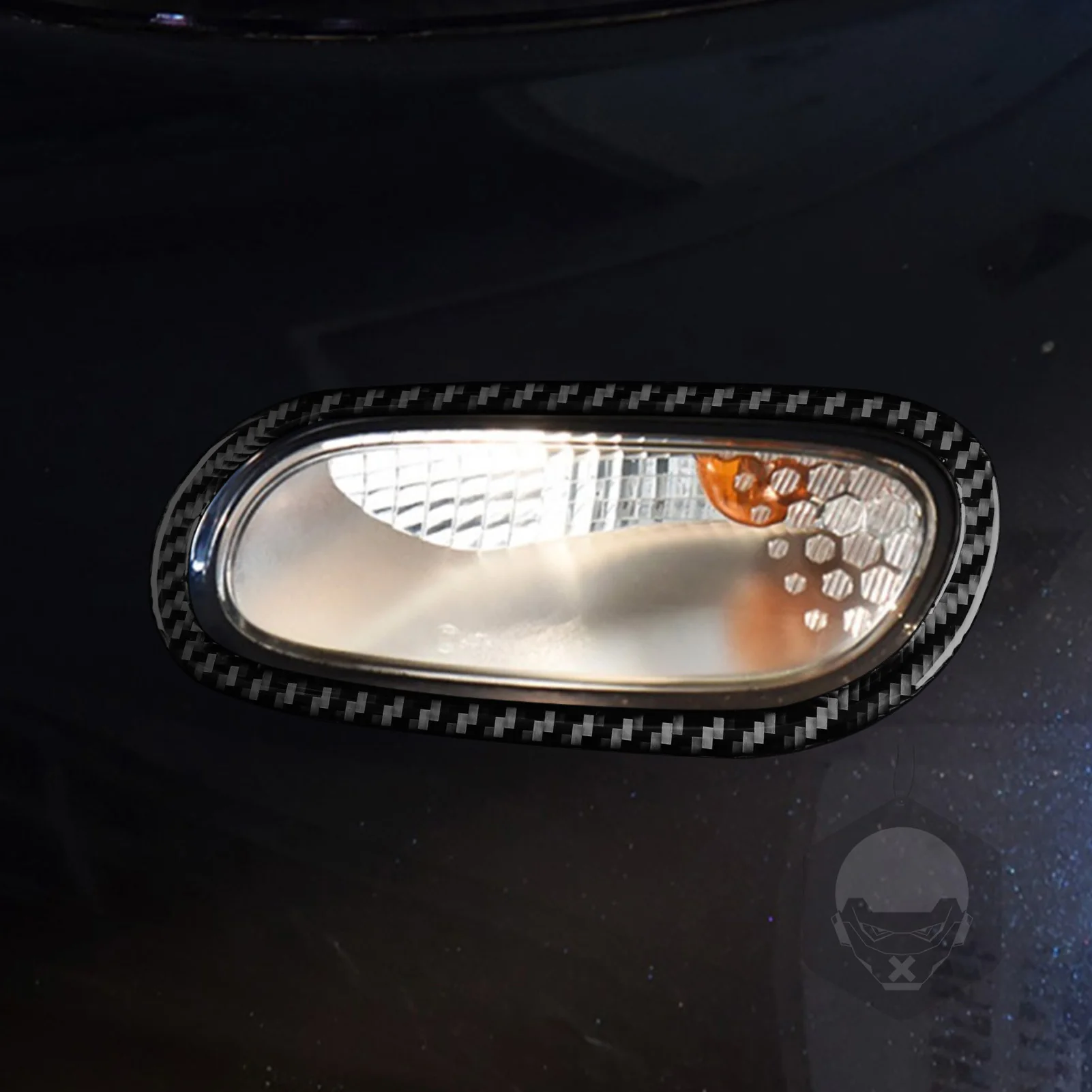 For Mercedes-Benz Smart 453 2016-2021 Carbon Fiber Front Bumper Fog Light Lamp Panel Cover Decorative Car Accessories Sticker
