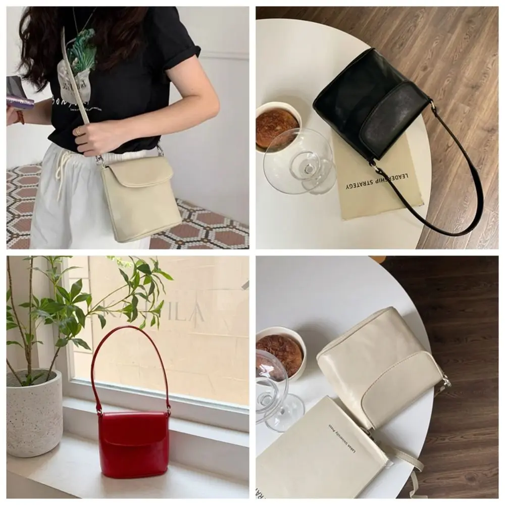 Bolsa Crossbody Simples Monocromática, Bolsa quadrada PU de grande capacidade, Design de moda, Bolsa de ombro ao ar livre, Estilo coreano