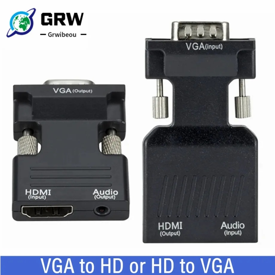 Grwibeou VGA to HDMI-compatible Audio Video Converter 1080P HDMI-compatible To VGA Adapter Cable For PC Laptop to HDTV Projector