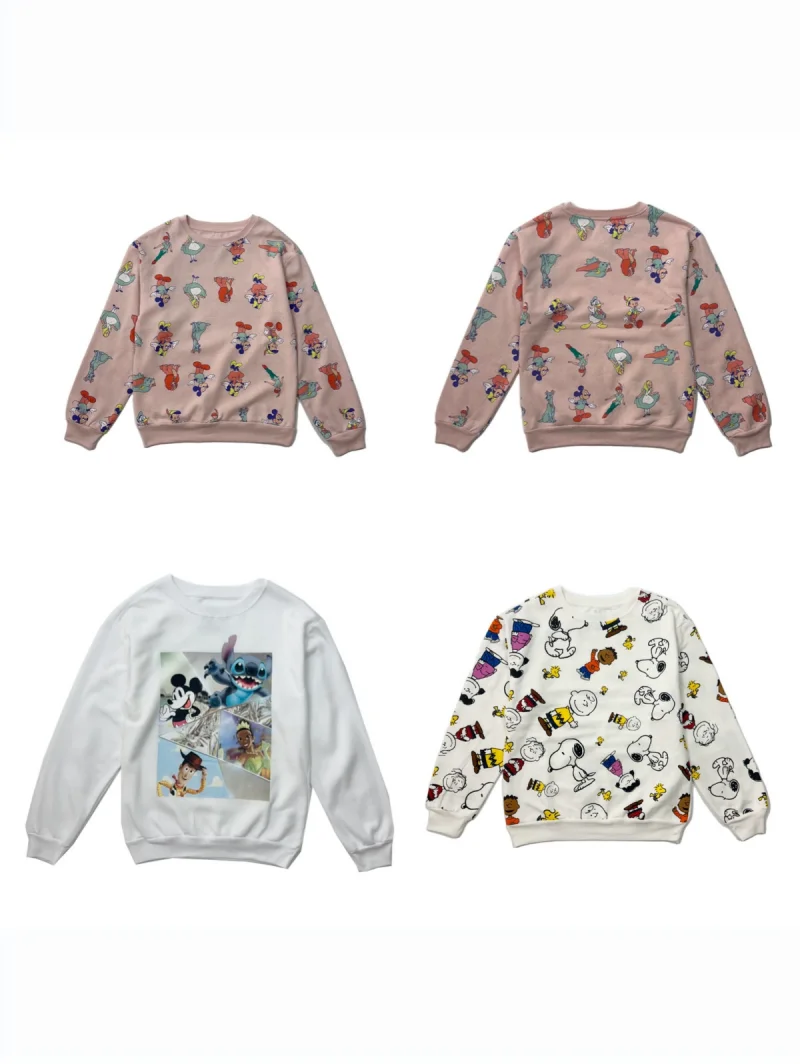 Spring Autumn 2023 round Ne Hoodie Thin Fce Loose Casual Slimming Women's Cartoon Print Sweatirt Cotton Polyester Blend