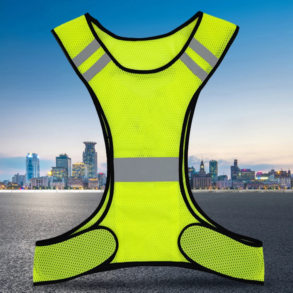 High Visibility Running Vest Breathable Fluorescent Mesh Vest Lightweight Adjustable for Men Women Outdoor Night Riding