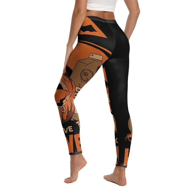 Halloween Pumpkin Skull Impresso Leggings para Mulheres, Traje De Carnaval, Sexy Calças Justas, Holiday Party Gift, Calças, Streetwear Roupas