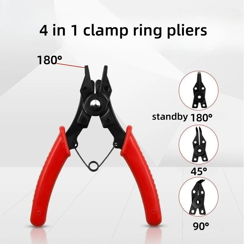 4 In 1 Circlip Pliers Set Snap Ring Pliers Multi Crimp Removable Plier Head Retaining Circlip Pliers Hand Tools