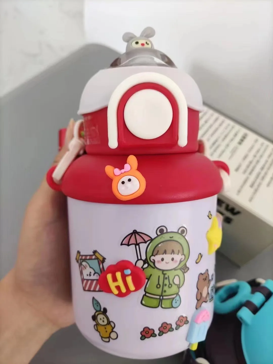 thermal water bottle 316 stainless steel children's straw insulation cup, kindergarten water bottle, school water cup