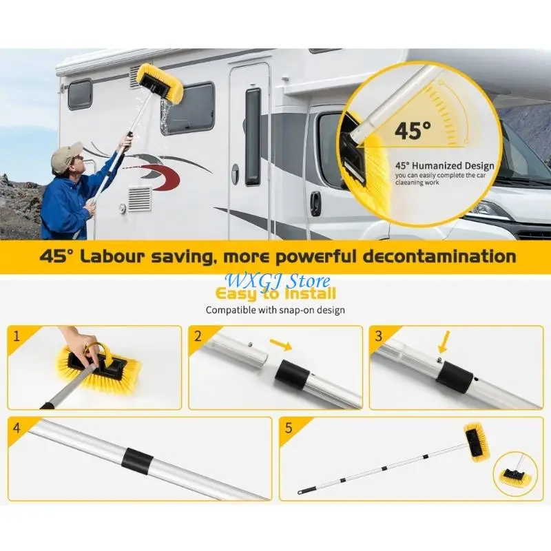 37JE Telescoping Handle Cleaning Brush Microfiber Duster Cleaning Mop For SUVs And Bikes Efficient Washing