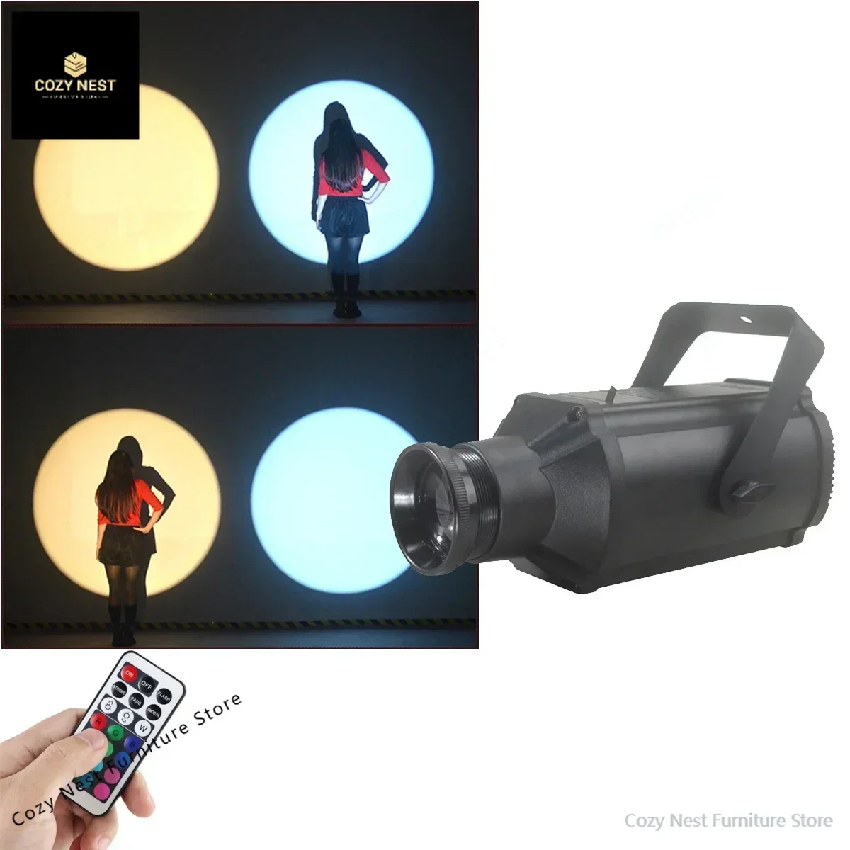 Ellipsoidal Leko RGB Colorful Cool Warm White Profile Spot Light with DMX512 and Remote Control For Stage Show Studio Exhibition