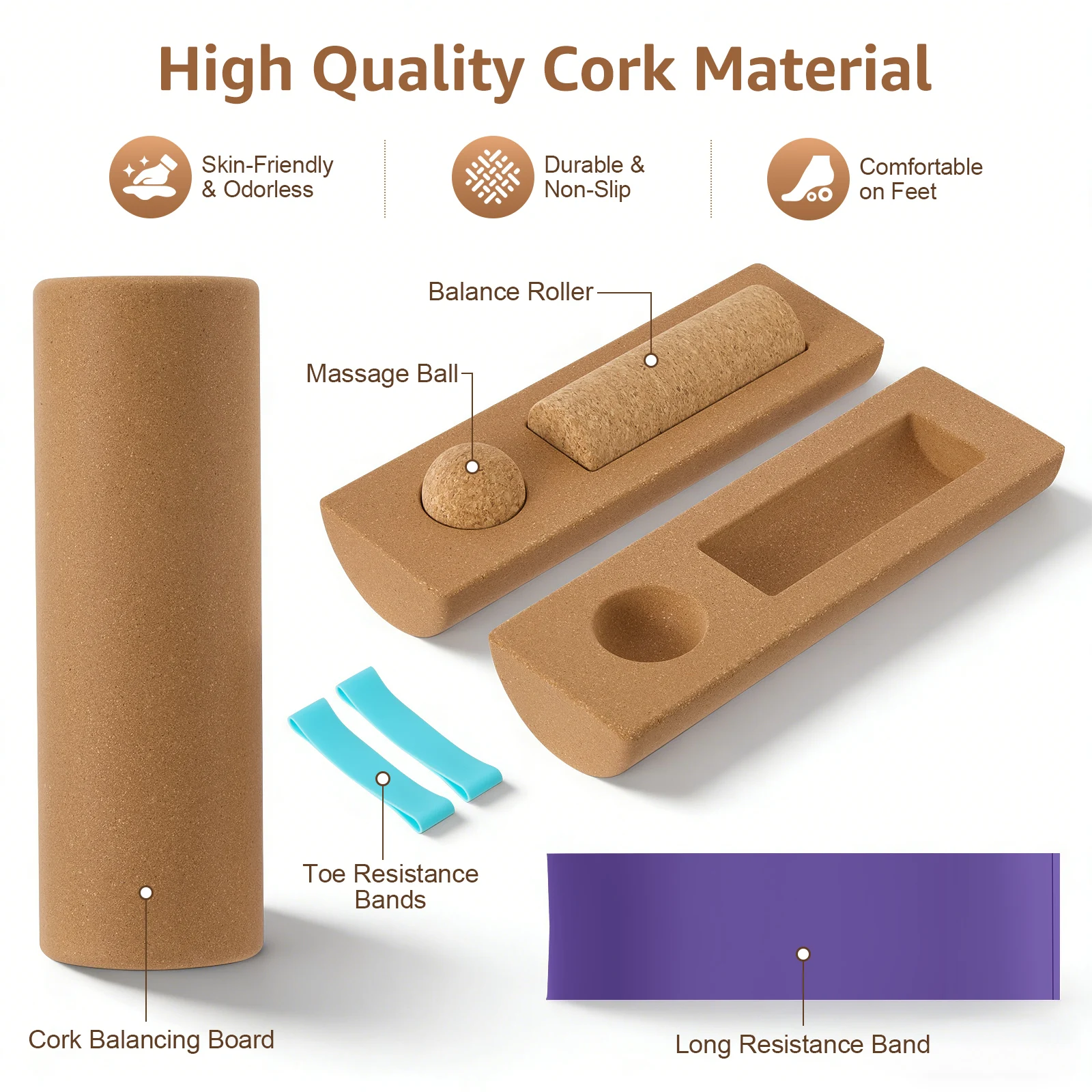 コルク製ヨガブロック、アンクルバランスボード、高級コルク製ウ - Yoga Block Cork のレビューと価格