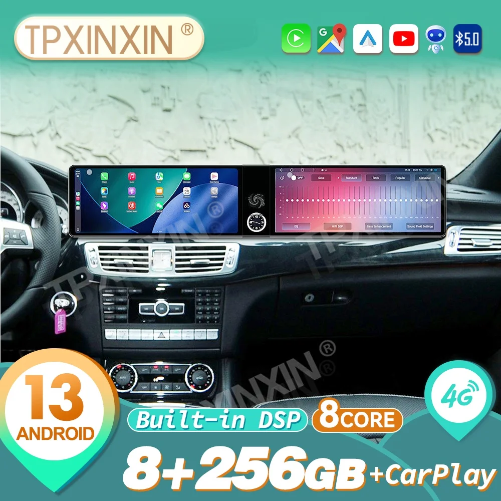 

Qualcomm 12.3" Dual Screen Android Carplay Car Radio For Mercedes-Benz CLS 2010~2014 Navi GPS Car Multimedia Player Head Unit