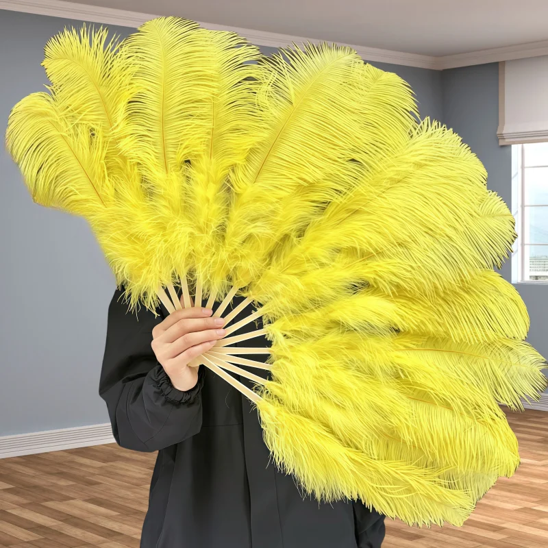 40cm Ostrich Hair Fan Cheongsam Photography Props Stage Performance Dance Bar Feather Folding Fan Wedding Party Decoration - Detail 1