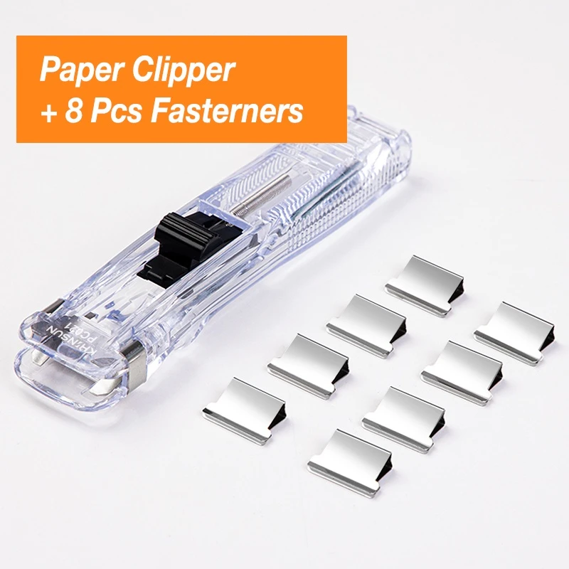 KHINSUN Paperclipper Nietmachines Push Klem Bestand Documenten Bindgereedschap Nietmachine Paperclips Met Vullingen Kantoorbenodigdheden