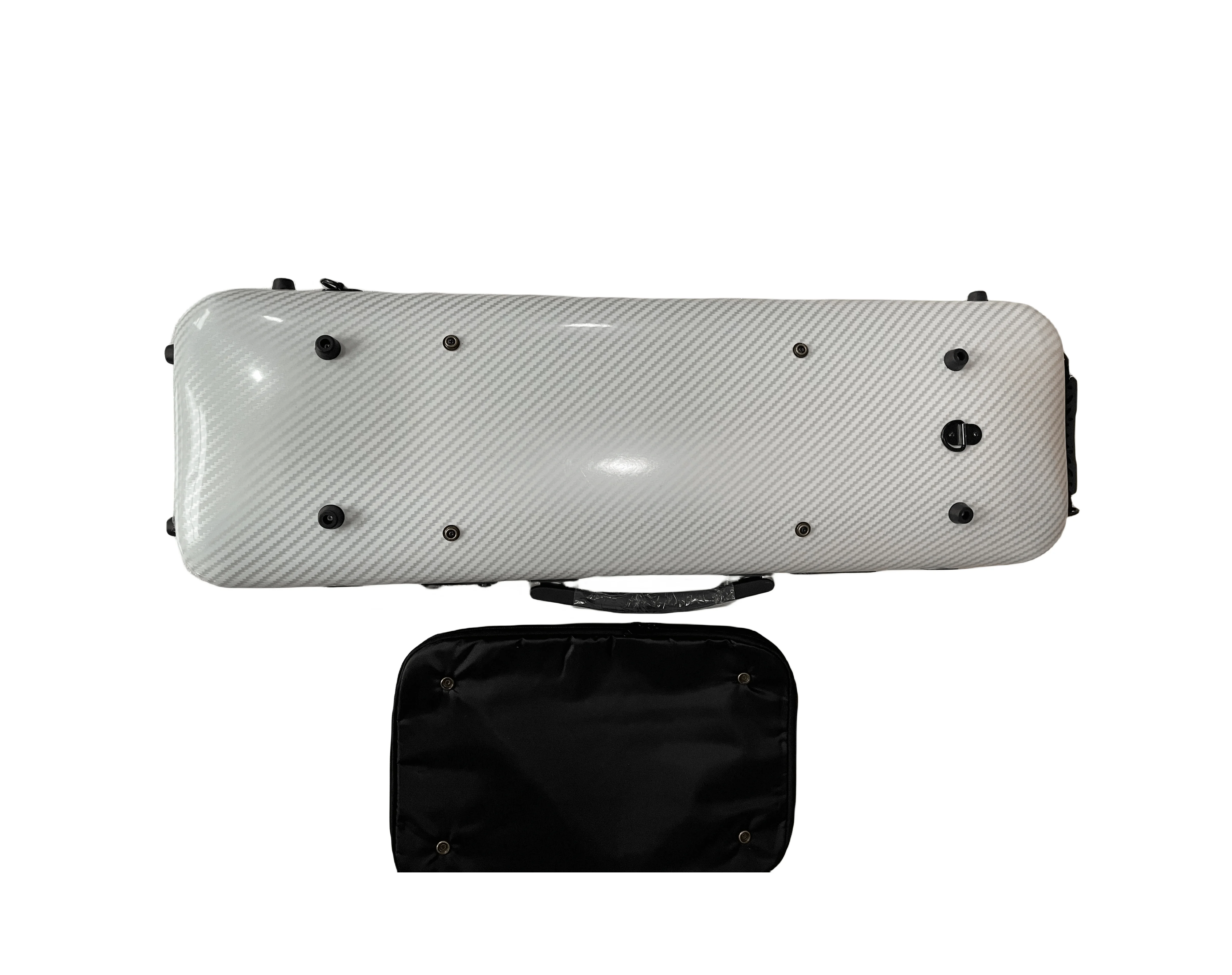 High Quality Full Size Violin Case 4/4 Hard Shell Storage Protection Violin Cases with Hygrometer White Carbon Fiber