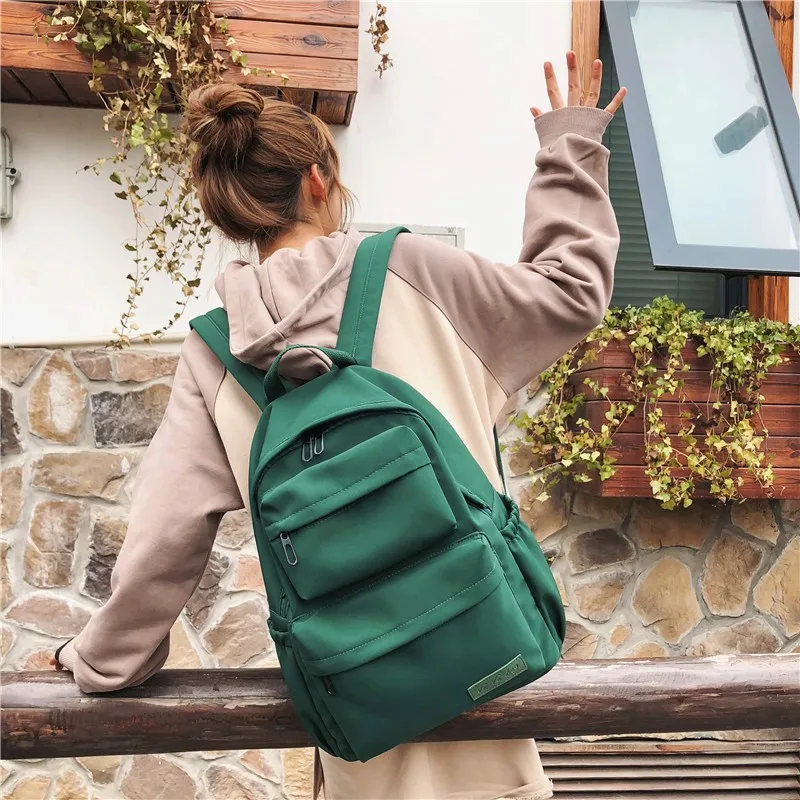 Mochila vintage de grande capacidade feminina, estudantes universitários, bolsa de ombro minimalista de menina da moda do ensino médio