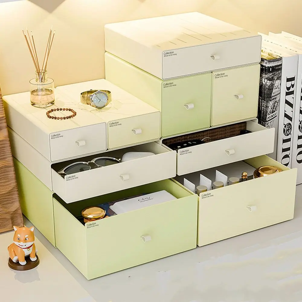 Colorful Desktop Stackable Organizer Drawer Office Accessories Storage Box Makeup Plastic Storage Container Bathroom Storage