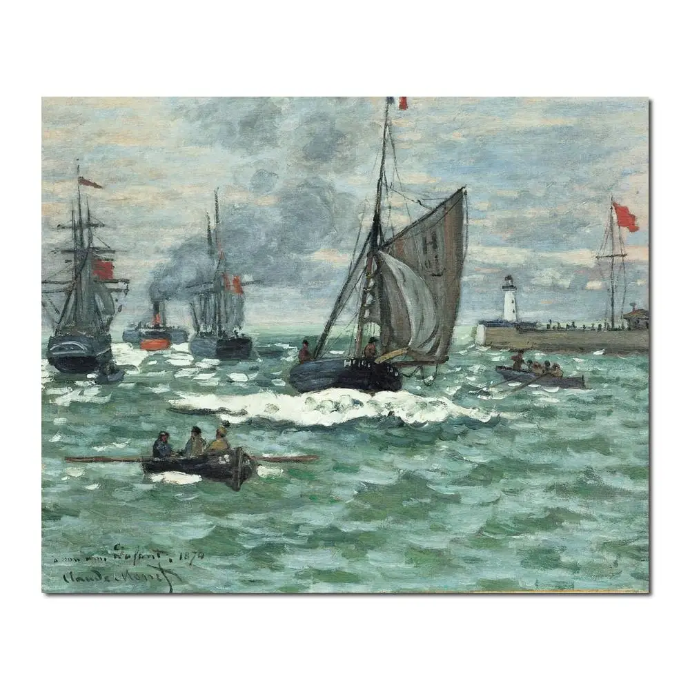 

High quality Claude Monet paintings Entrance to the Port of Honfleur oil on canvas hand-painted Home decor