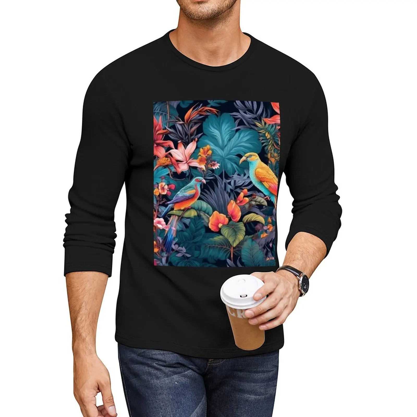 

Tropical Symphony: Vibrant Birds of Costa Rica Long T-Shirt custom t shirts design your own men clothing