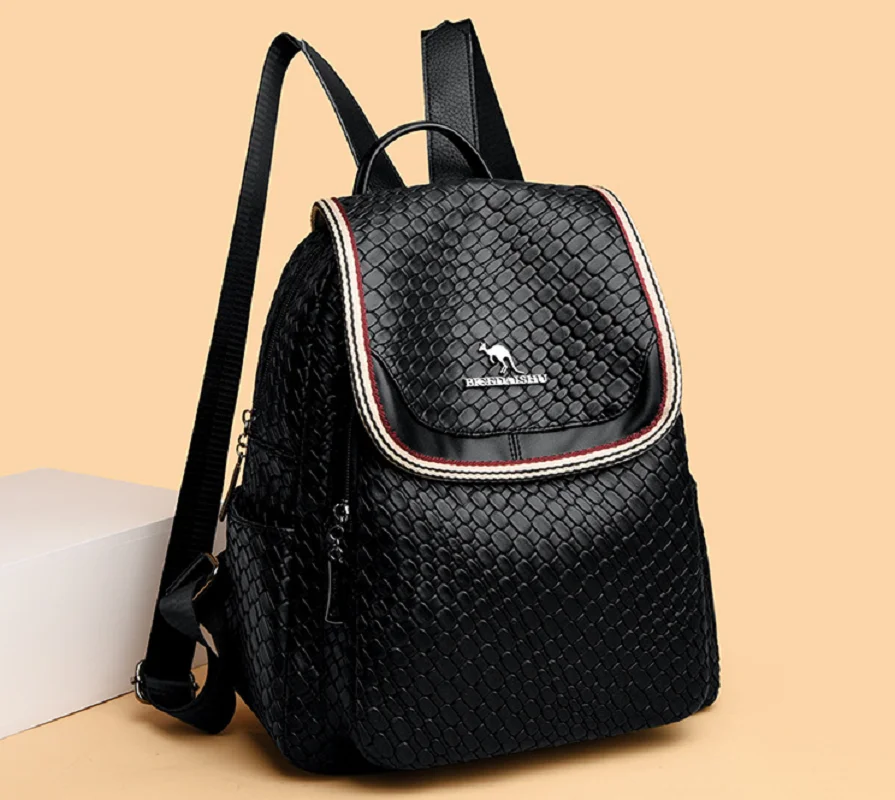 New Korean Luxury Fashion High Quality Leather Backpack Women Casual Large Capacity Travel Shoulder Bags Totes School Bag