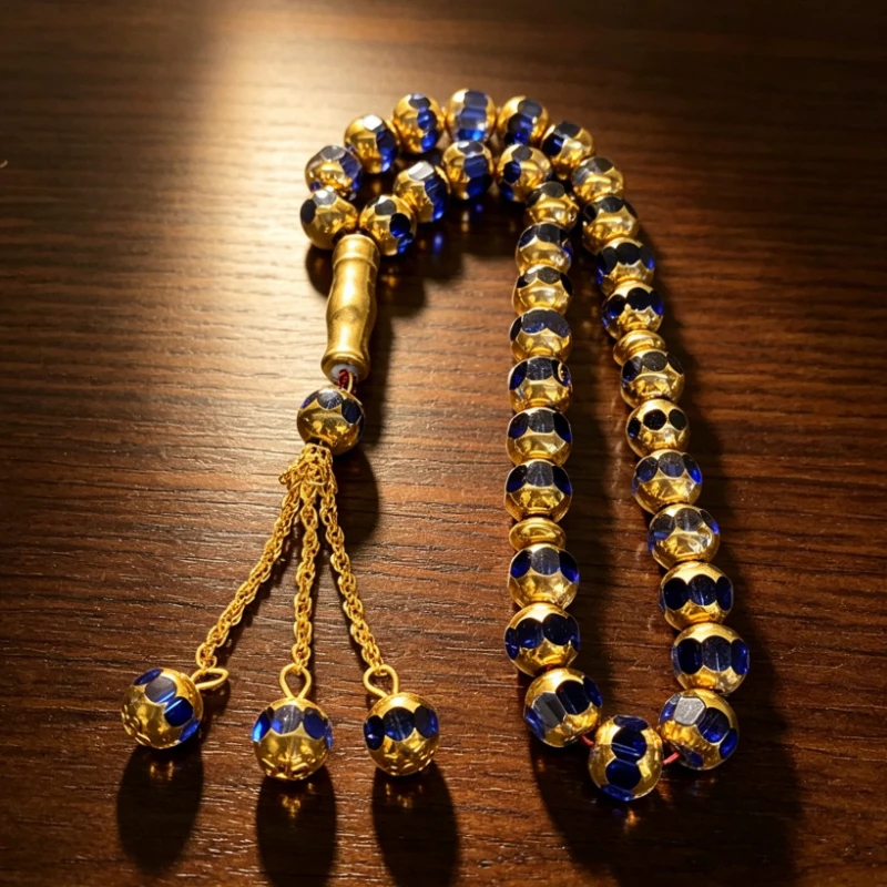 Prayer Beads Bracelet 33 Pieces Gold Wrapped Crystal Hand String Exquisite Ornament For Daily Wear And Collection view 2