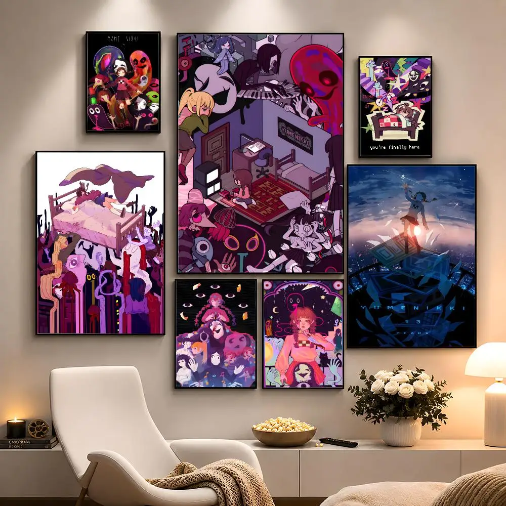 Game Yume Nikki RPG Maker Madotsuki Poster Peel And Stick Wall Art PP Waterproof HD Bedroom Living Room Home Decor Gift