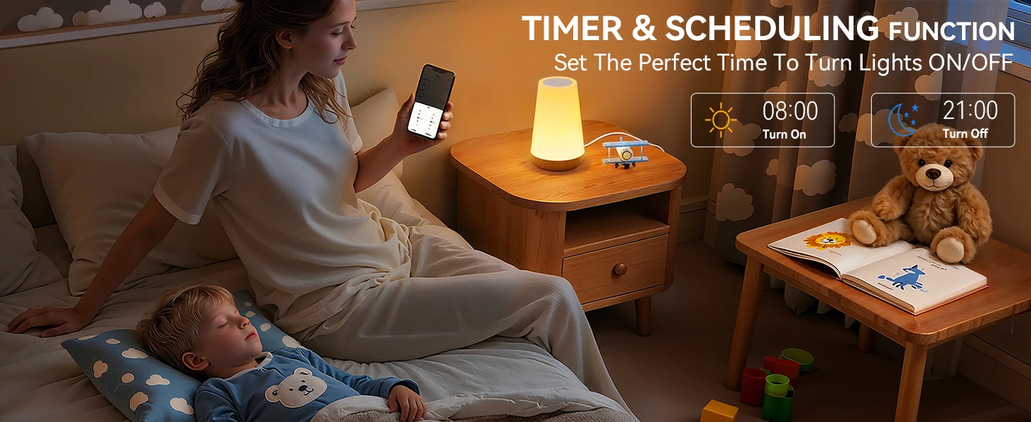 Tuya Smart APP WIFI Table Lamp Ambient Bedside Lamp Remotely Controlled Bedside Lamp Night Light with Multiple Lighting Modes