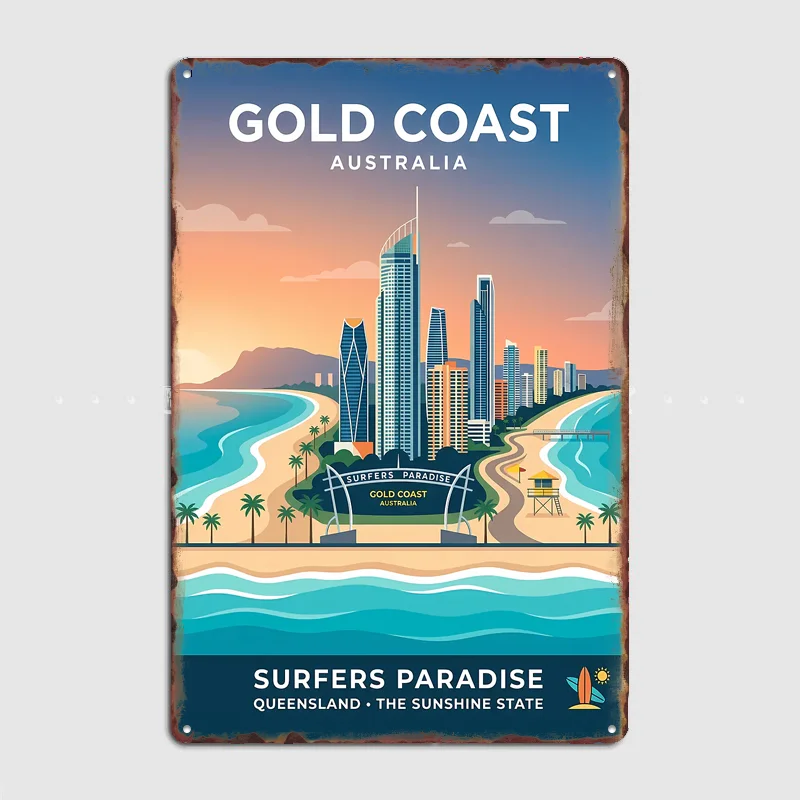 Gold Coast Australia Travel Scenery Posters Retro Garage Club Bar Indoor Wall Vintage Poster Room Decoration Home Decor