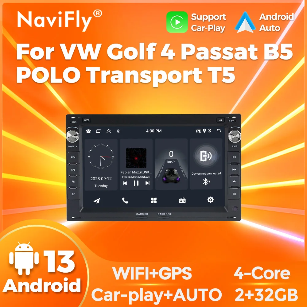 2din Android Car Radio Stereo GPS Multimedia Player For VW Volkswagen GOLF 4 POLO Transport T5 Passat B5 BORA MK5 SHARAN JETTA