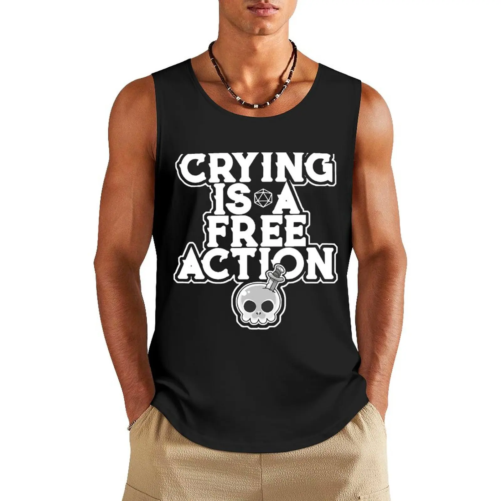 Crying Is A Free Action Skull Tank Top summer Sleeveless top