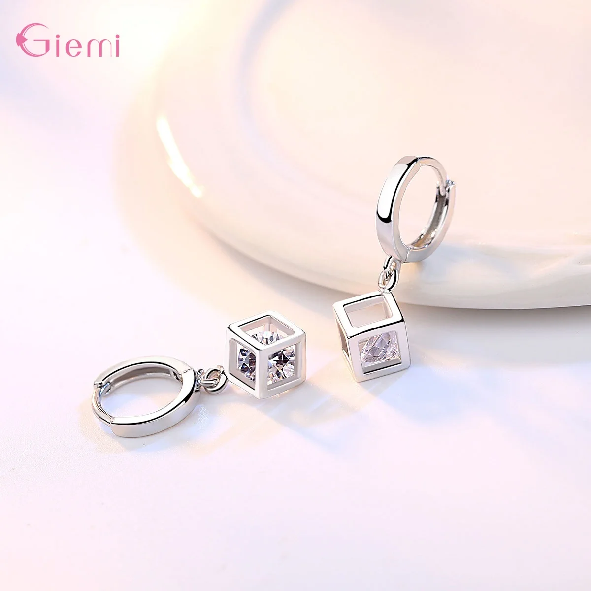 New Arrival Youthful Inlaid Cube Wedding Engagement Gift Necklace Earrings Ring Bracelet Sets 925 Sterling Silver Jewelry