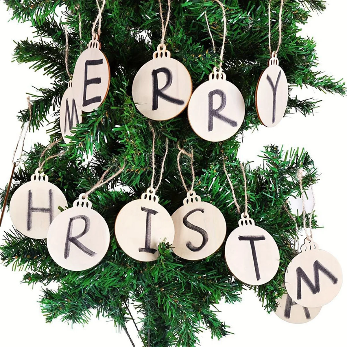 

PA-120Pcs Wood Slices 3.5inch Wooden DIY Christmas Ornaments Unfinished Predrilled Wood Circles for Crafts