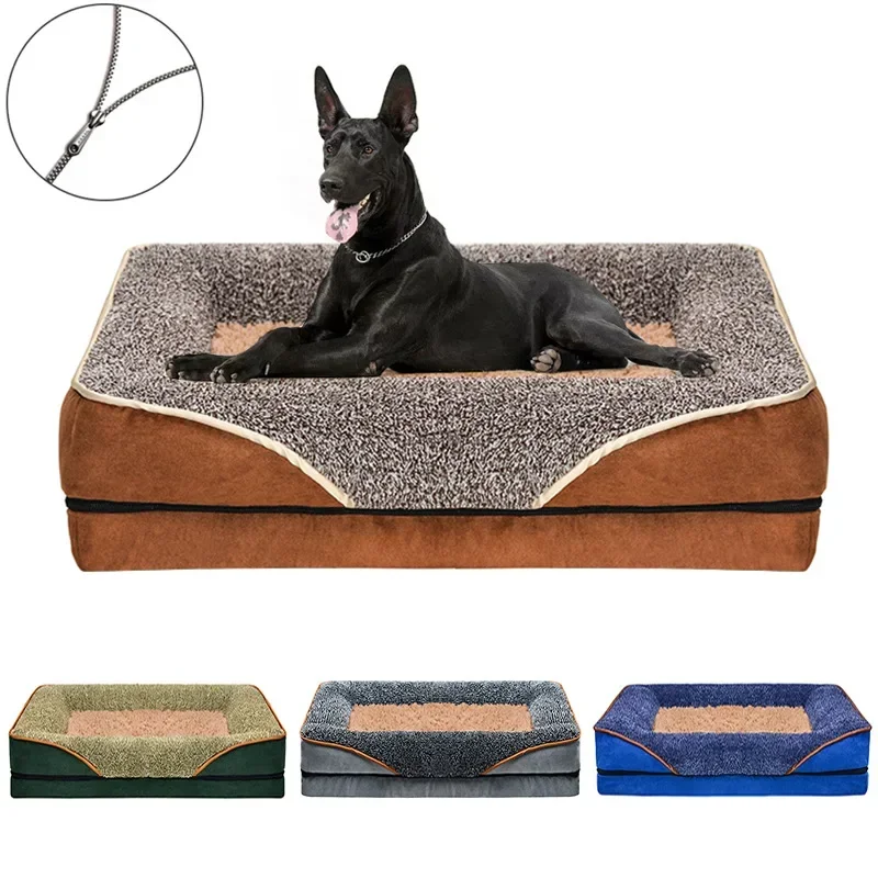 

Removable Washable Luxury Large Dog Bed with Memory Foam Bolster Lining Washable Cover & Nonskid Bottom for Dogs & Reptiles개 침대