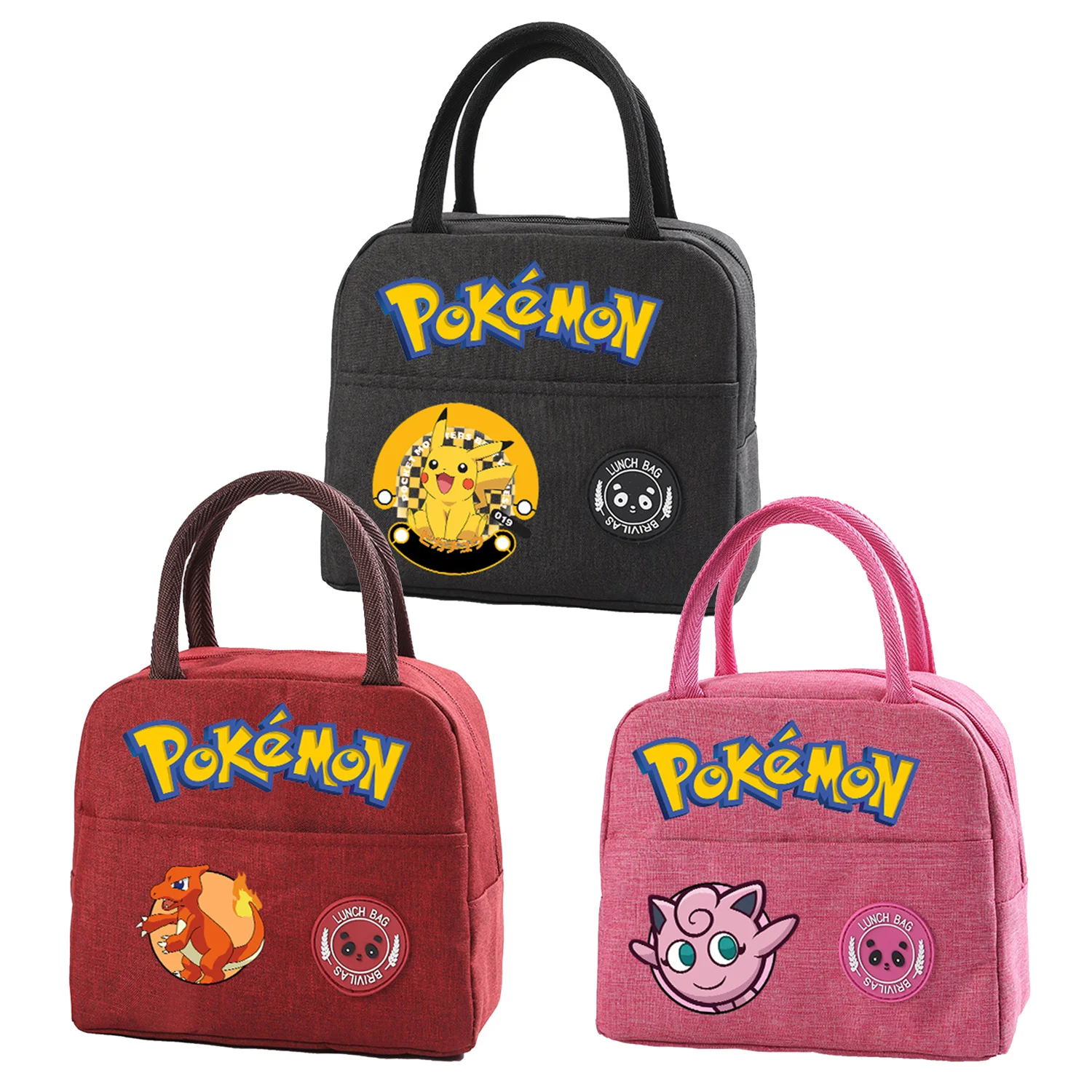 Pokemon Lunch Bag Cartoon Thermal Insulated Cute Meal Pack Kids School Office Portable Lunch Boxes Camping Picnic Storage Pouch