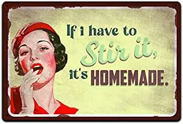 JP's Parcels Tin Signs Kitchen Wall Décor - Metal Sign for Dining Room Home Cook or Chef 12 x 8 in. If I Have to Stir it, I