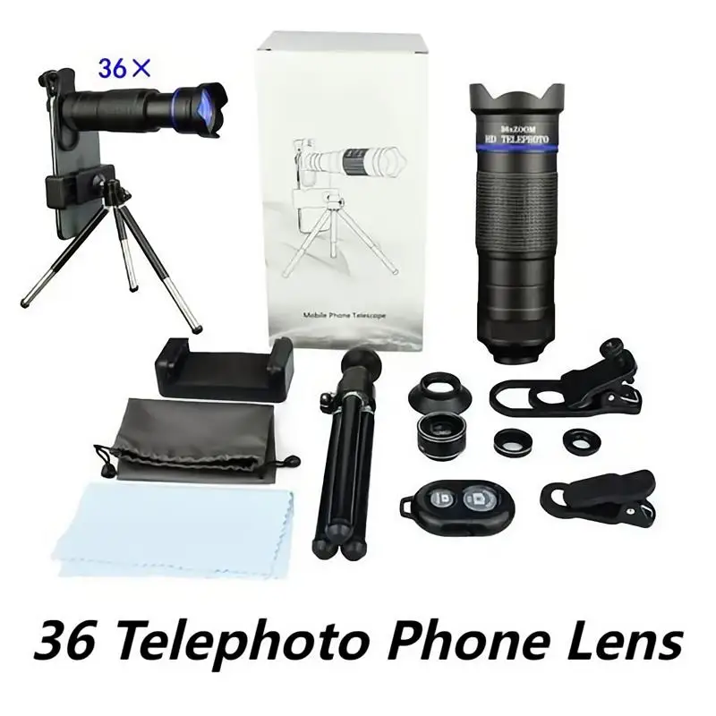 36X Telephoto Phone Lens Telescopic Focus Mobile External Camera Lens Set High-power HD Photo Portable External Mobile Lens