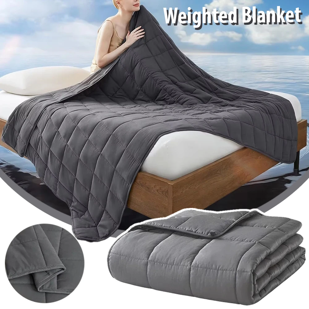 Weighted Gravity Blanket Quilted Design Polyester Soft Material Fiber Universal for Adult Decompression Sleep Aid Weighted Quilt