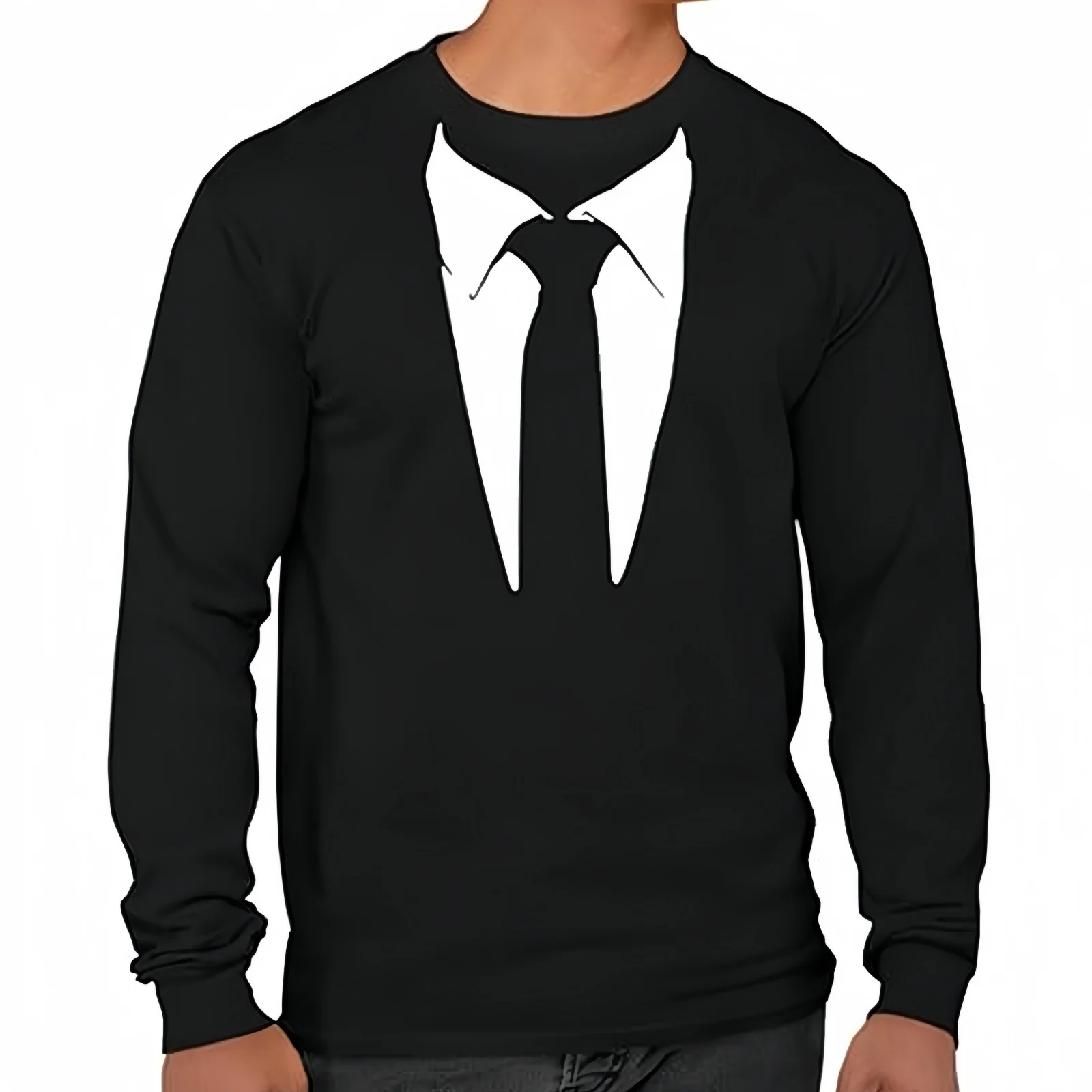 

Fashion Realistic Suit Graphic 3D Print Men's T-shirt Tuxedo Pattern Pullover Autumn Breathable Long Sleeve Tops Cool Streetwear