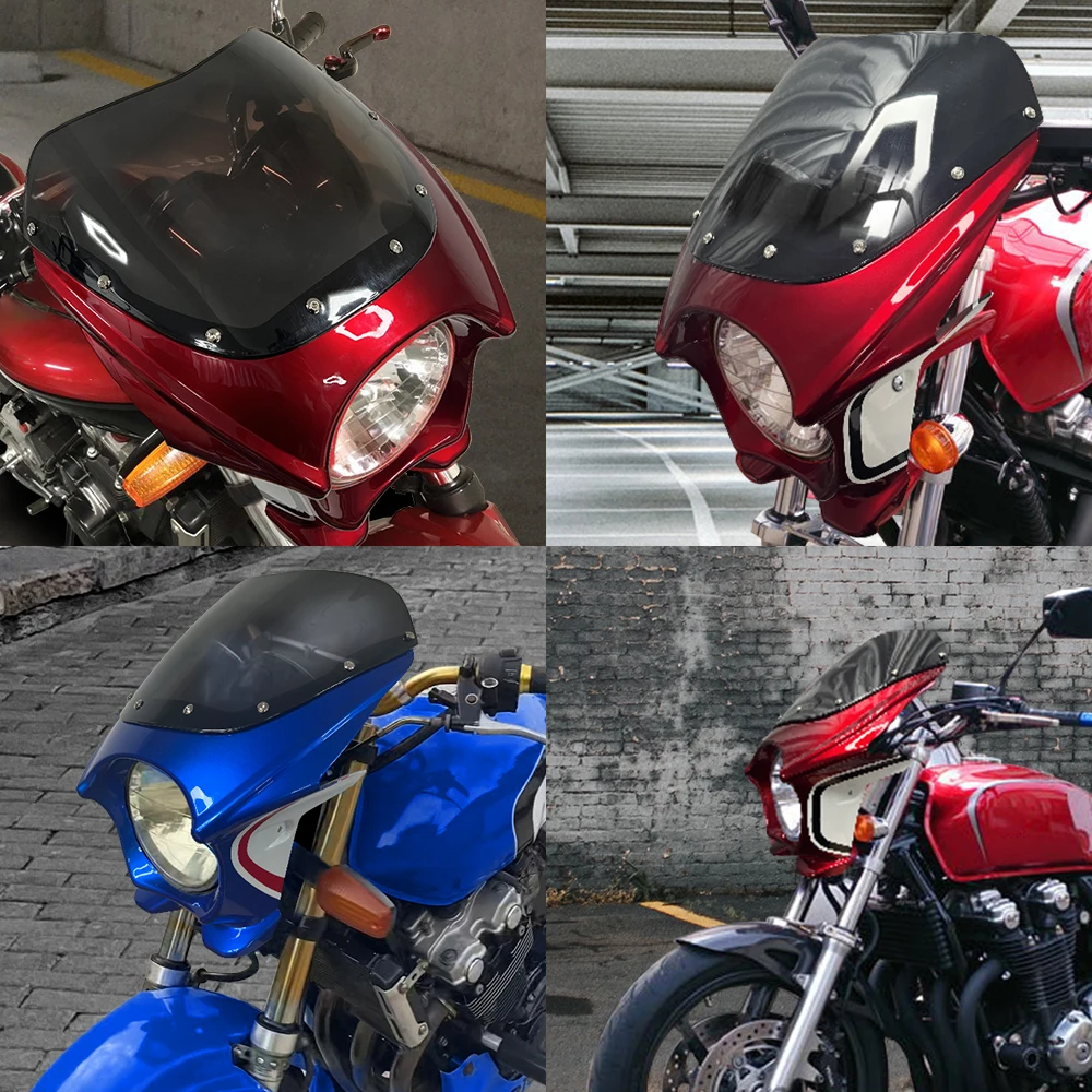 Motorcycle Front Headlight Fairing Cover Windshield Headgear For Honda CB400 Universal 7inc Headlamp Street Car Head Guide Cover