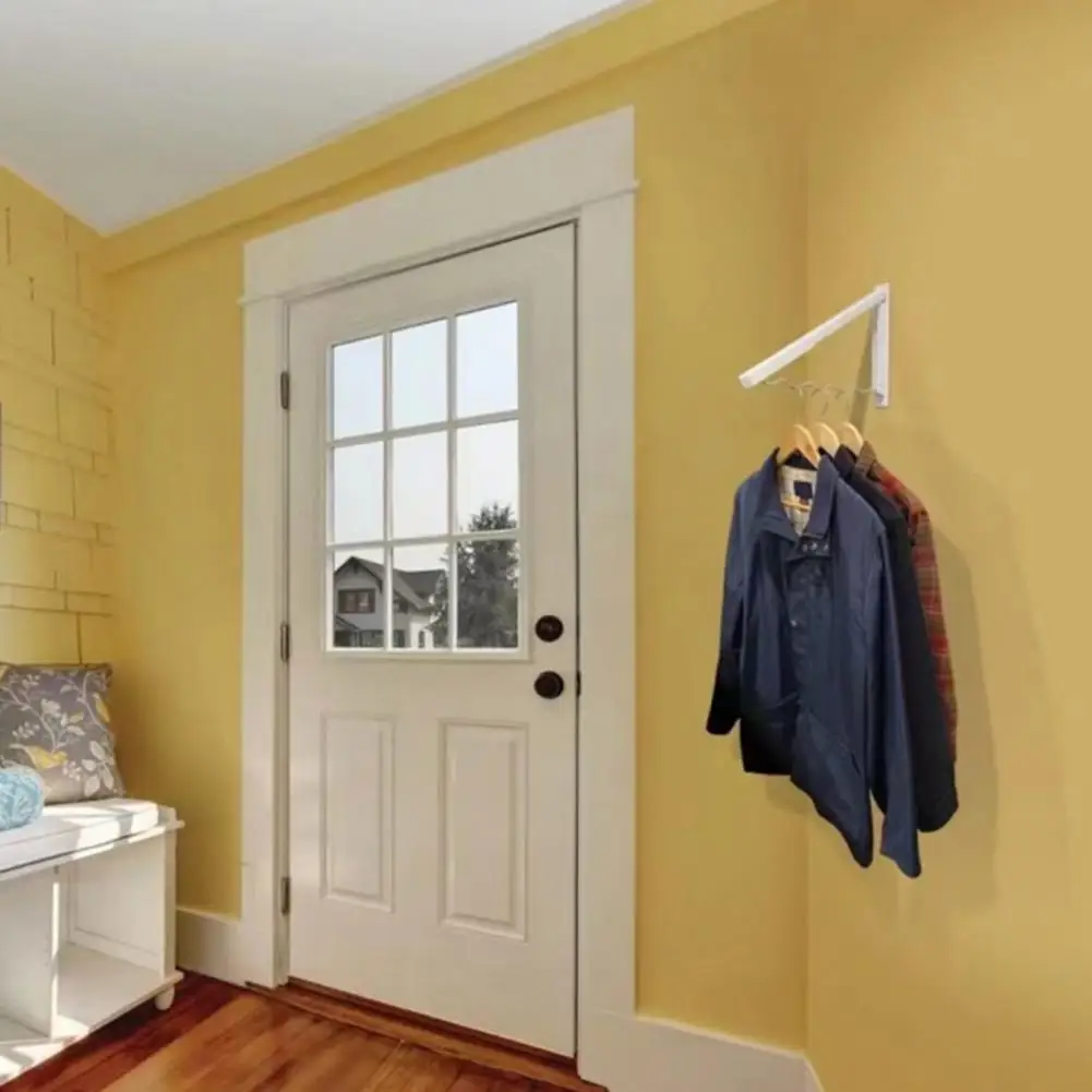 พับราวตากผ้าติดผนังซักรีดแห้งแขวนหยักออกแบบราวแขวนเสื้อผ้าประหยัดพื้นที่สําหรับห้องนอนห้องซักรีด